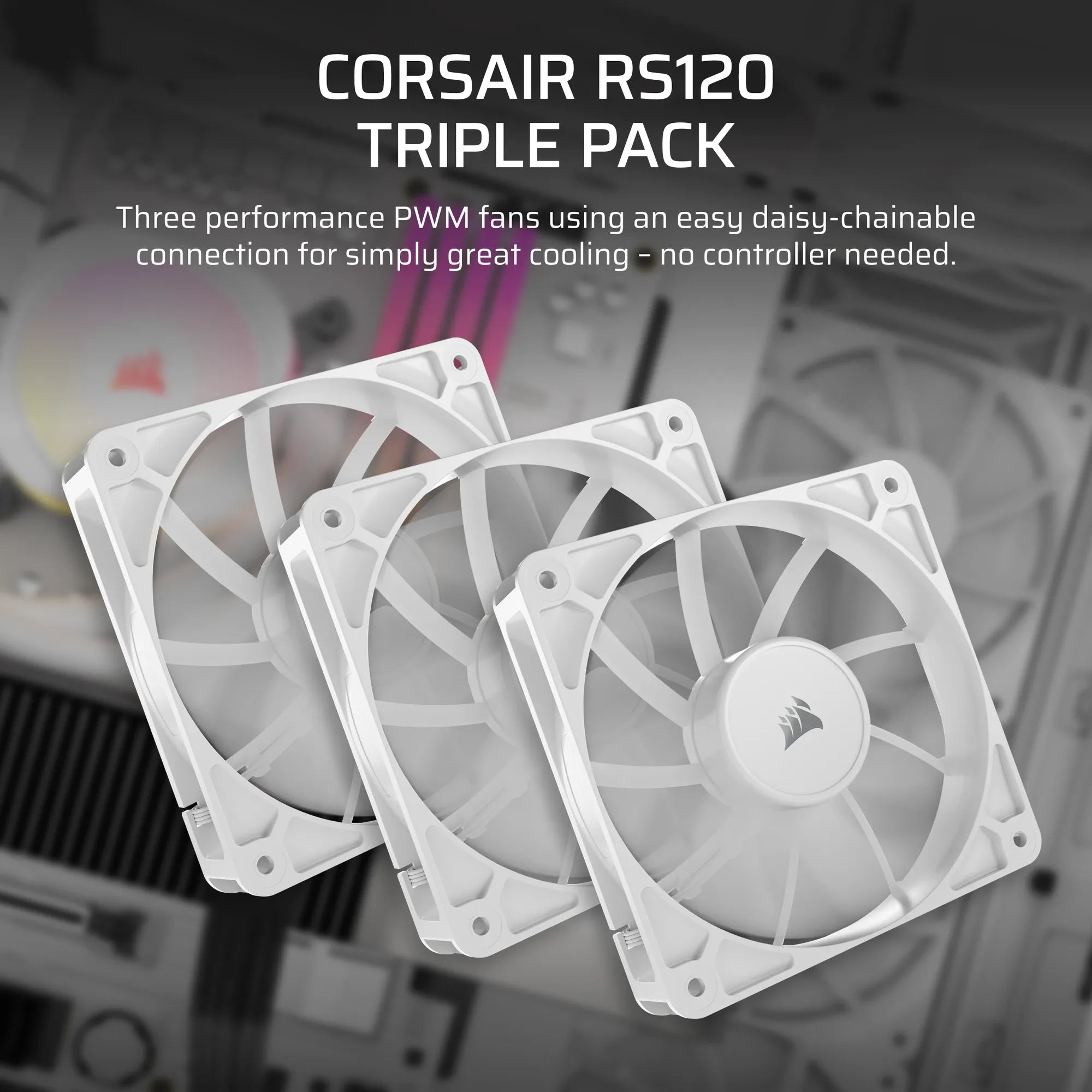 Corsair RS120 120mm PWM Fans Triple Pack – White - image 8
