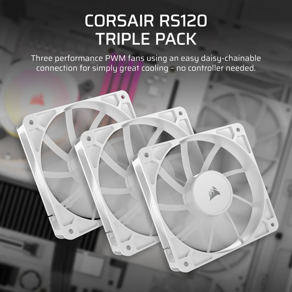 Corsair RS120 120mm PWM Fans Triple Pack – White - image 8