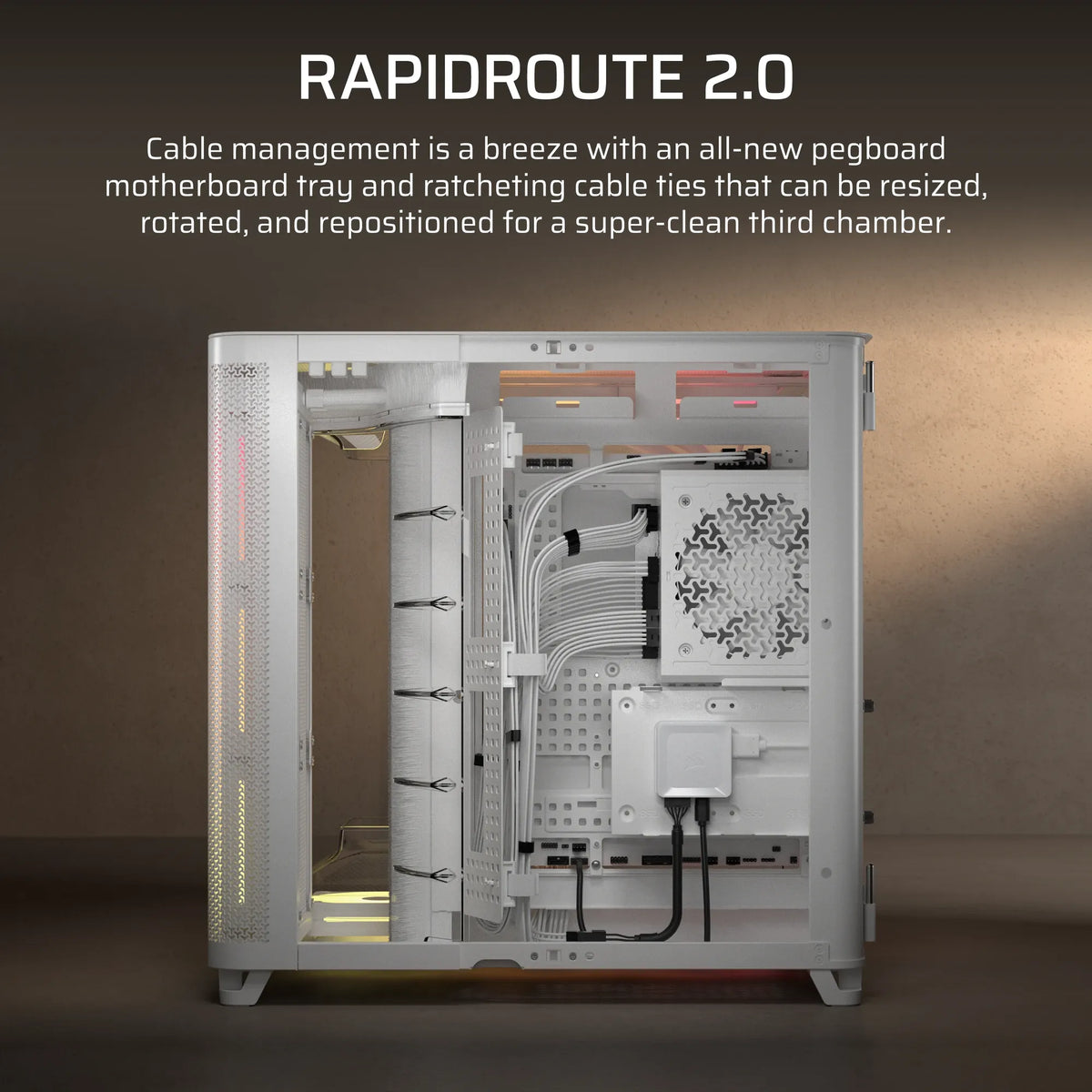 AIR 5400 LX-R RGB iCUE LINK Triple Chamber Mid-Tower PC Case ;3x Fans included;2x 2.5'' ; 1x 3.5''; White - image 19