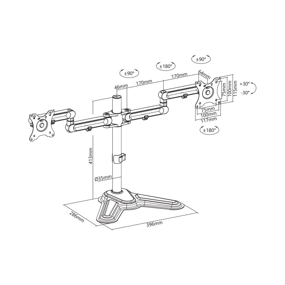 17-32 INCH DUAL PREMIUM ARTICULATING ALUMINIUM MONITOR STAND