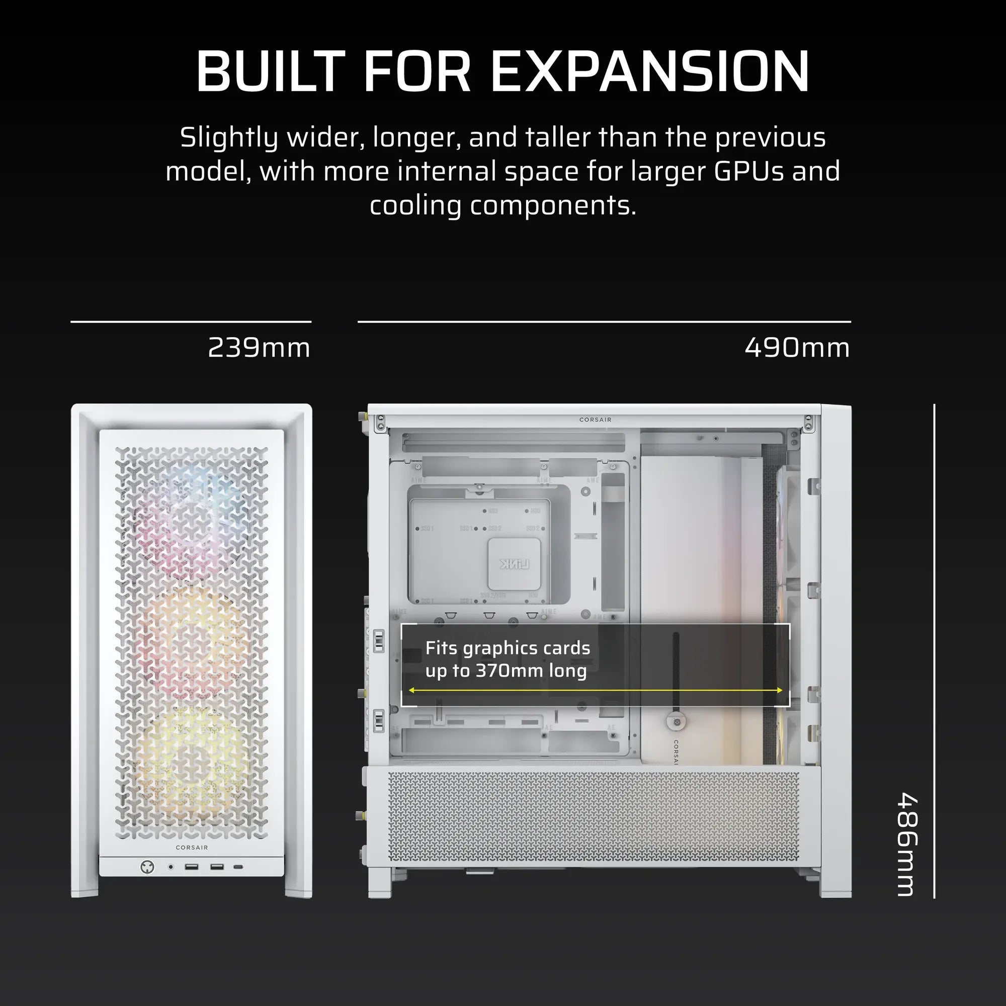 FRAME 4000D RS ARGB White Mid-Tower PC Case; 2x 3.5'' |  2x 2.5'' Drive Bays; Up to 360mm Radiator; 3x RS ARGB PWM Fans; - image 9