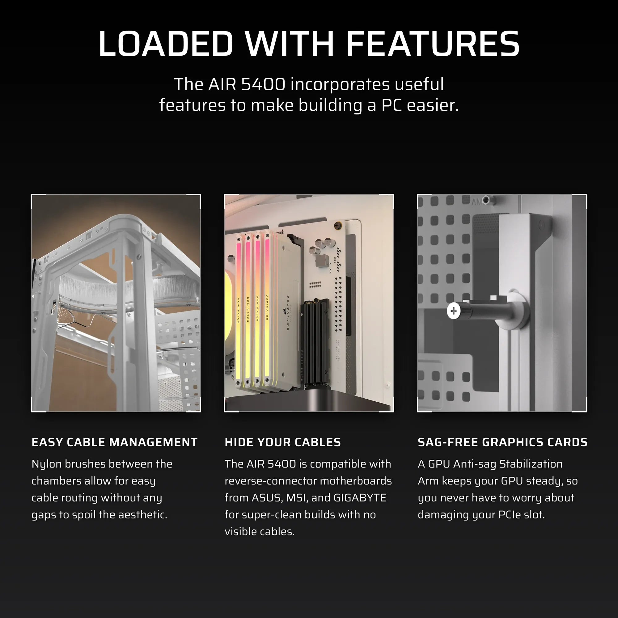 AIR 5400 RS-R ARGB Triple Chamber Mid-Tower PC Case ; 3x Fans Included; 2x 2.5'' ; 1x 3.5''  White - image 18