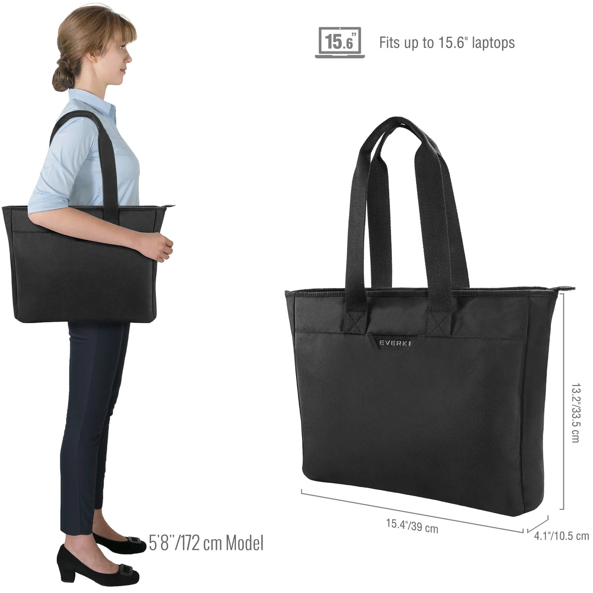 EVERKI BUSINESS  WOMEN'S TOTE | Fits up to 15.6 inch laptops | Slim and Feminine | Back zippered pocket | Key ring hook - image 11