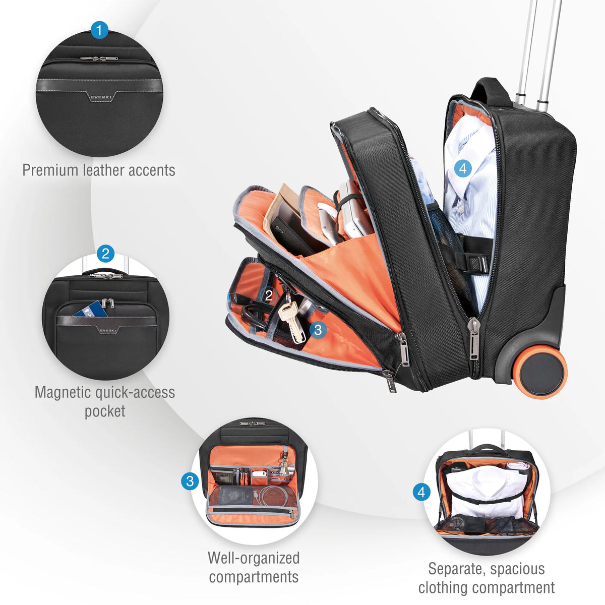 EVERKI JOURNEY TROLLEY BRIEFCASE | Fits up to 16 inch laptops | Smart clothing compartment for short travel days - image 27