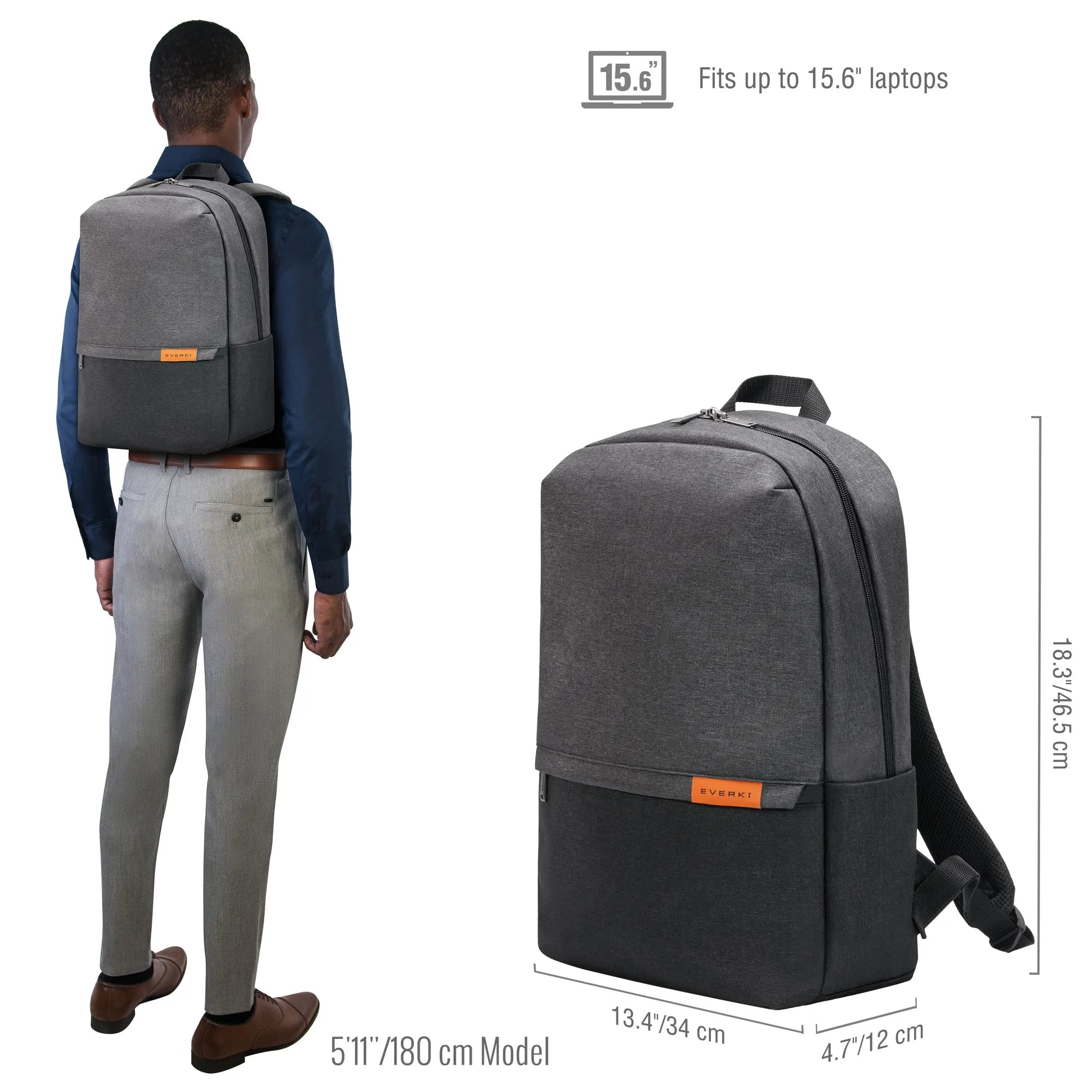 EVERKI LIGHT BACKPACK | Fits up to 15.6 inch laptops | Hidden stash pocket | Felt-lined laptop and tablet pockets - image 3