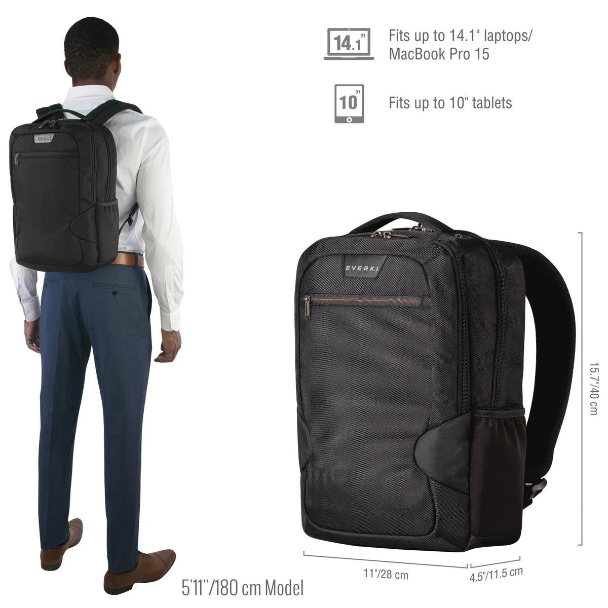 EVERKI STUDIO BACKPACK | Fits up to 14.1 inch laptops | Slim profile | Hidden stash pocket | Trolley handle pass-through - image 12