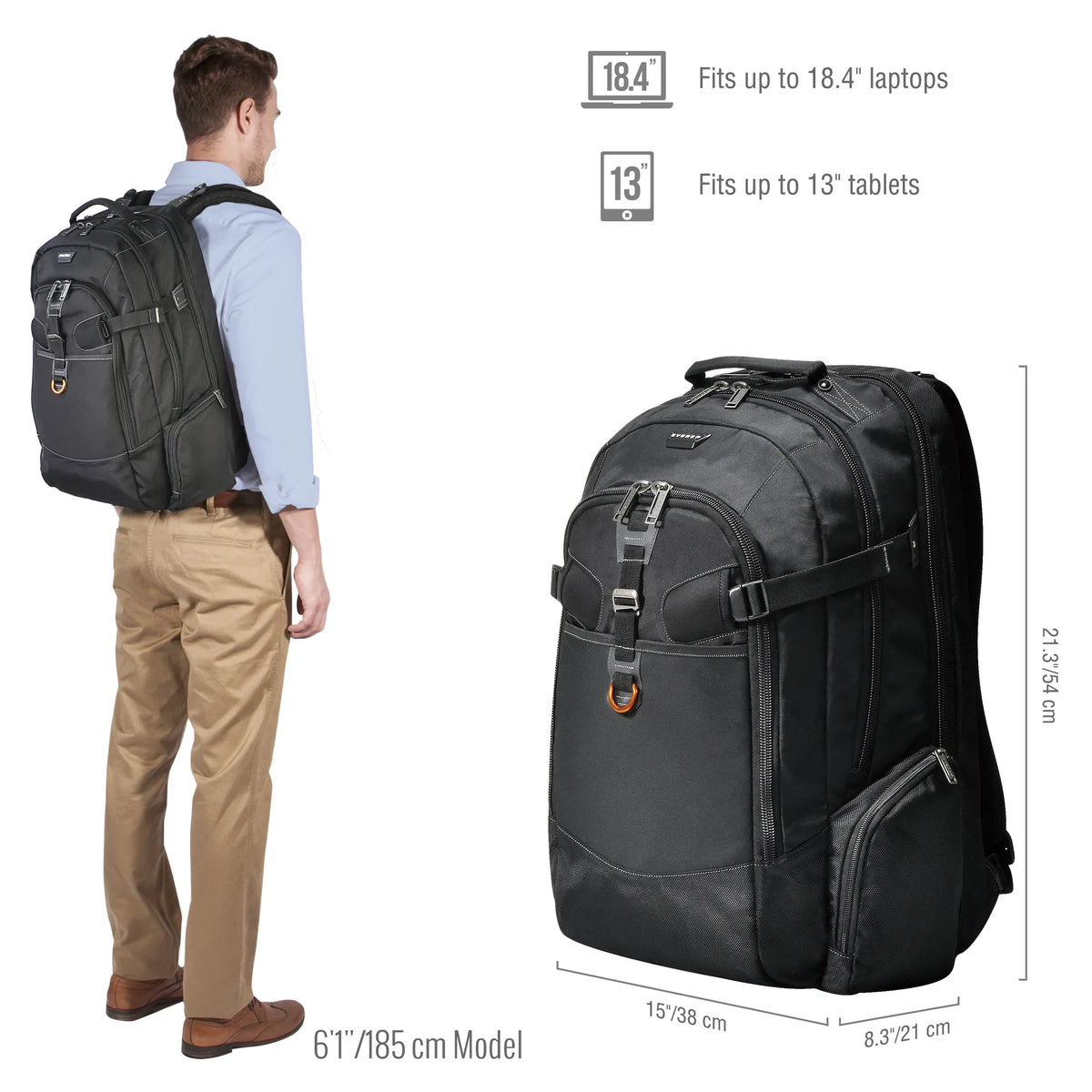 EVERKI BUSINESS BACKPACK | Fits up to 18.4 inch laptops | Rain cover | Heavy-duty zippers and pulls - image 13