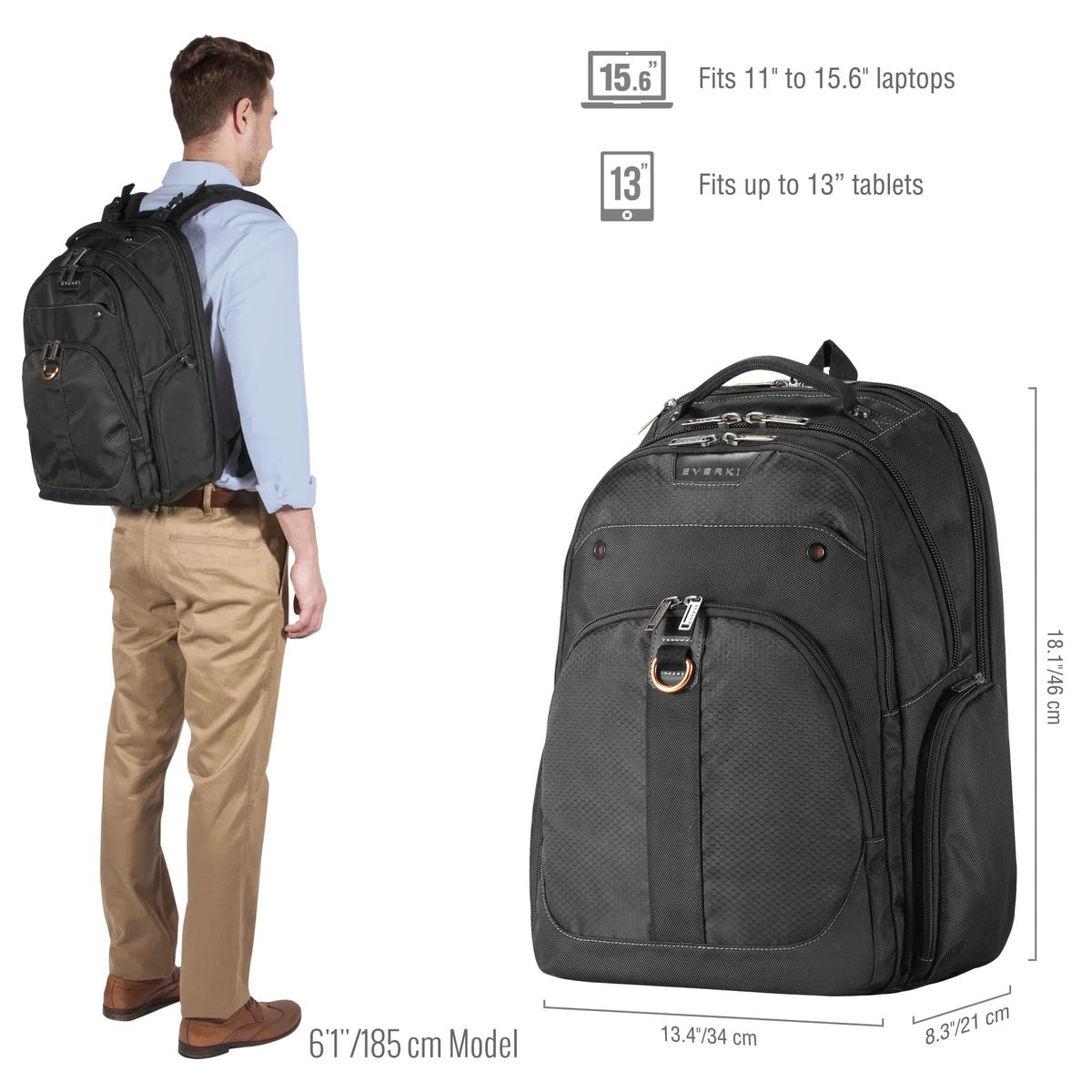 EVERKI ATLAS BACKPACK | Fits up to 15.6 inch laptops | Travel friendly | Opens 180 | 5-Point balance strap system - image 15