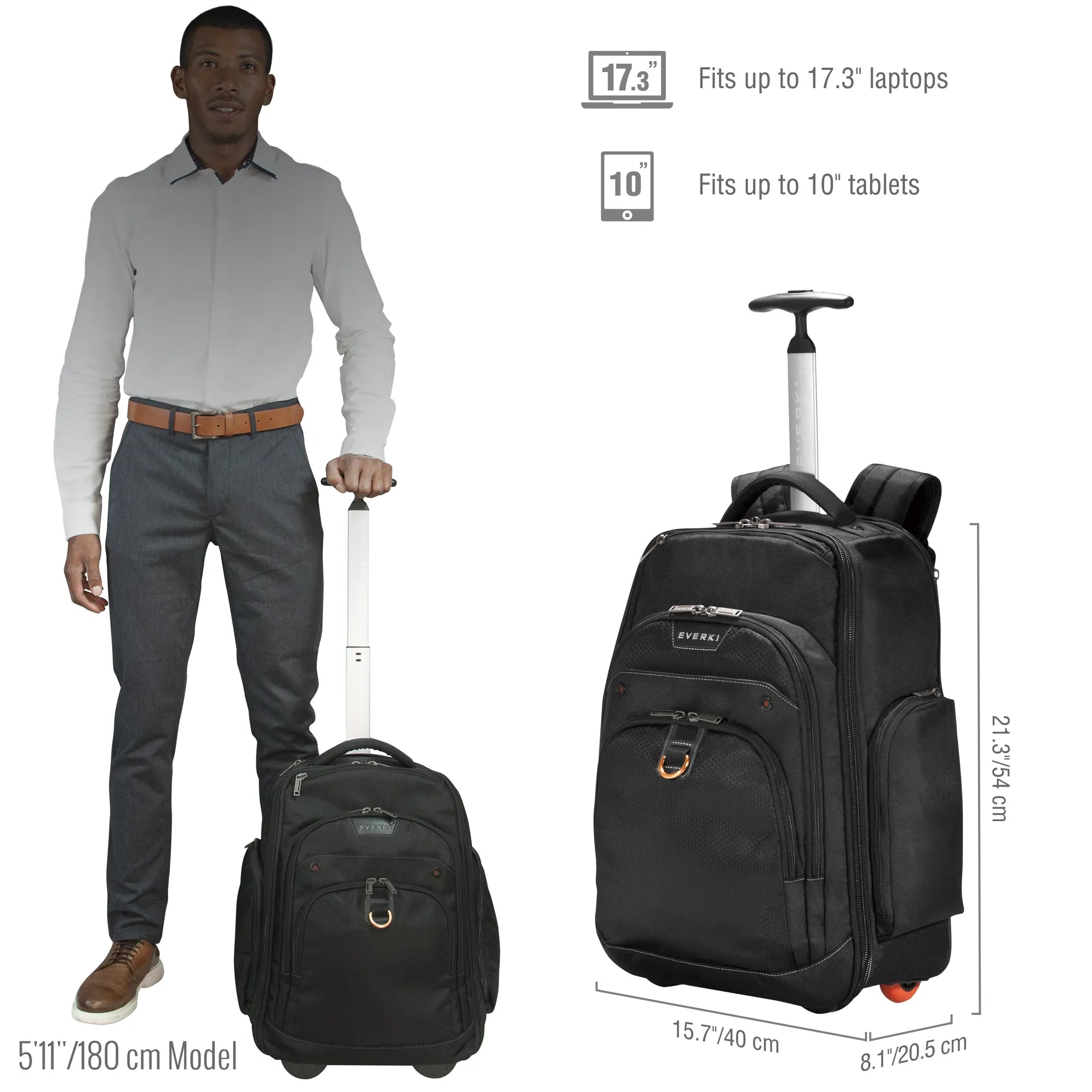 EVERKI ATLAS TROLLEY BACKPACK | Fits up to 17.3 inch laptops | RFID-safe pocket | Spacious | Wheel Cover | Trolley pass-through - image 10