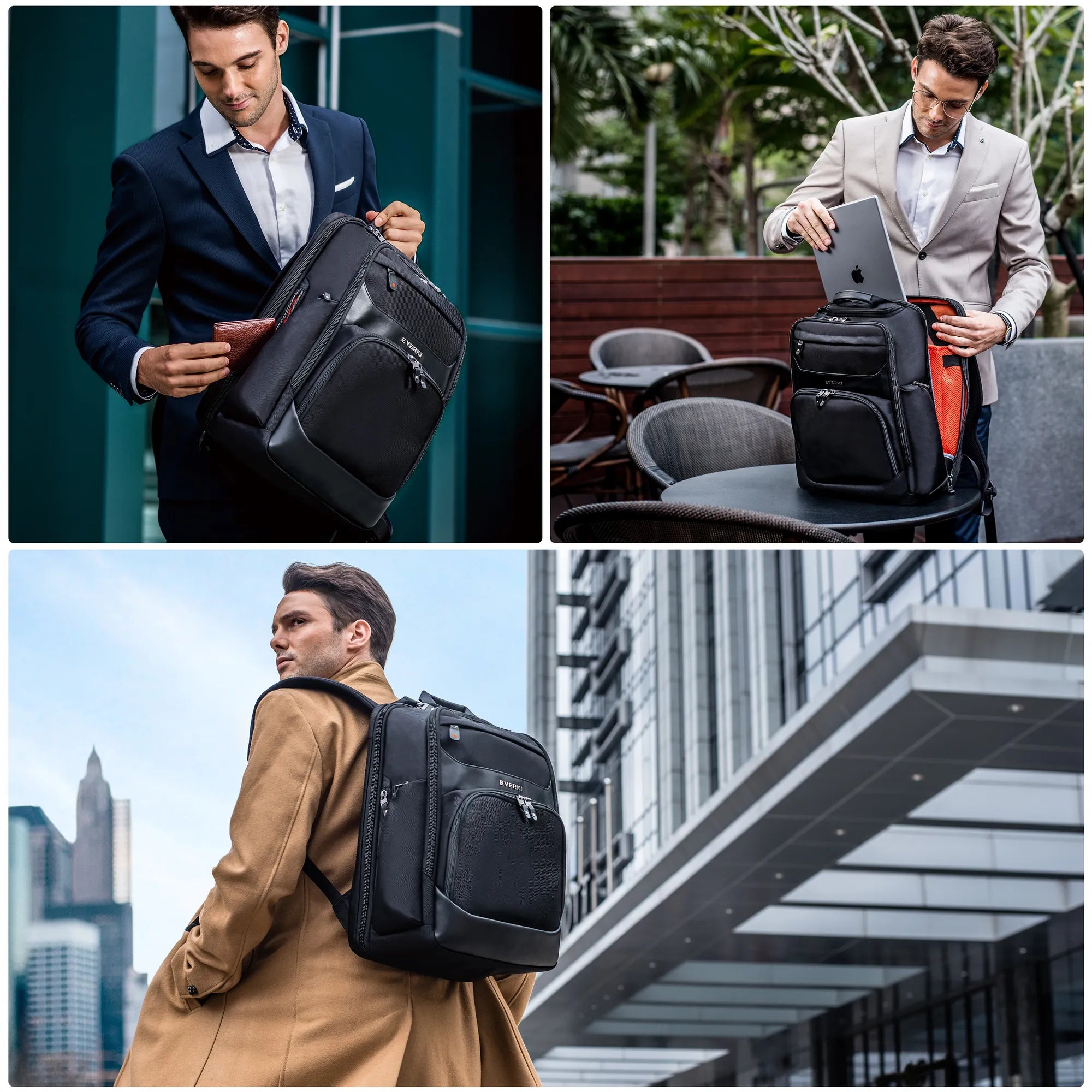 EVERKI ONYX BACKPACK | Fits up to 17.3 inch laptops | Black | Discreet RFID-safe pocket | Travel friendly | Opens 180° - image 3