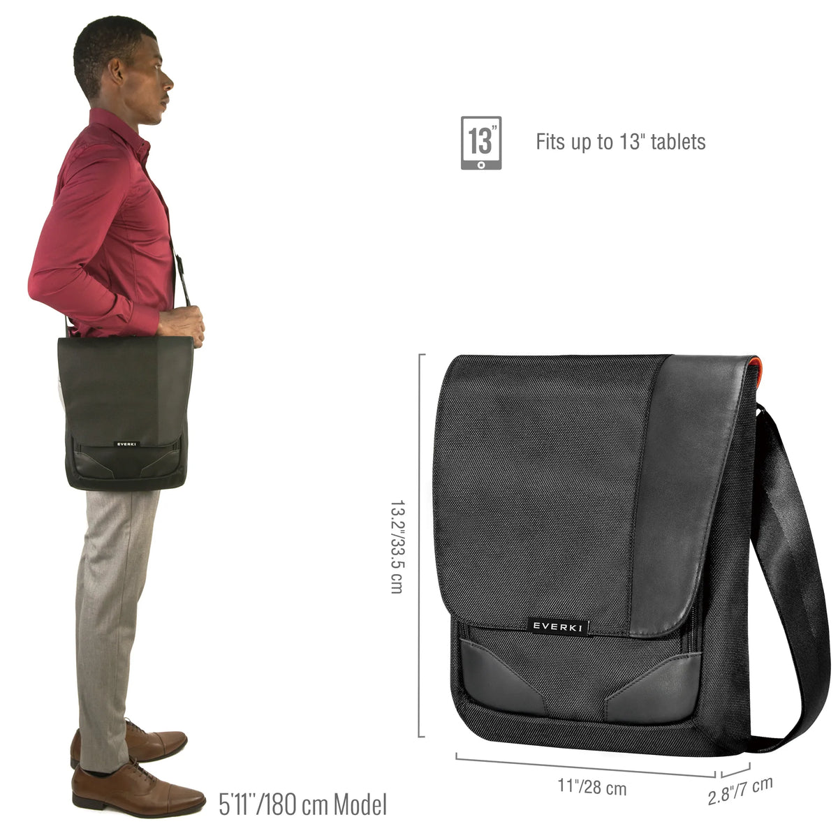EVERKI VENUE XL MESSENGER | Fits up to 12 inch devices | RFID-safe pocket | Easy access phone pocket | Leather accents - image 15