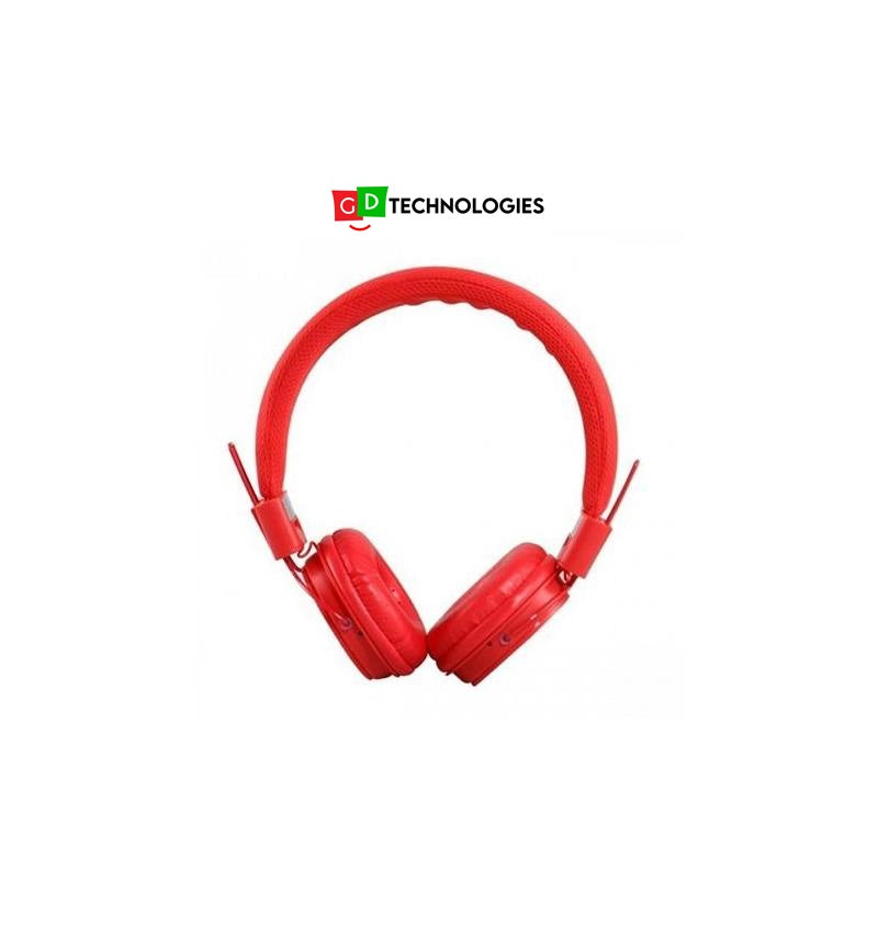 RED HEADSET WITH MICROPHONE