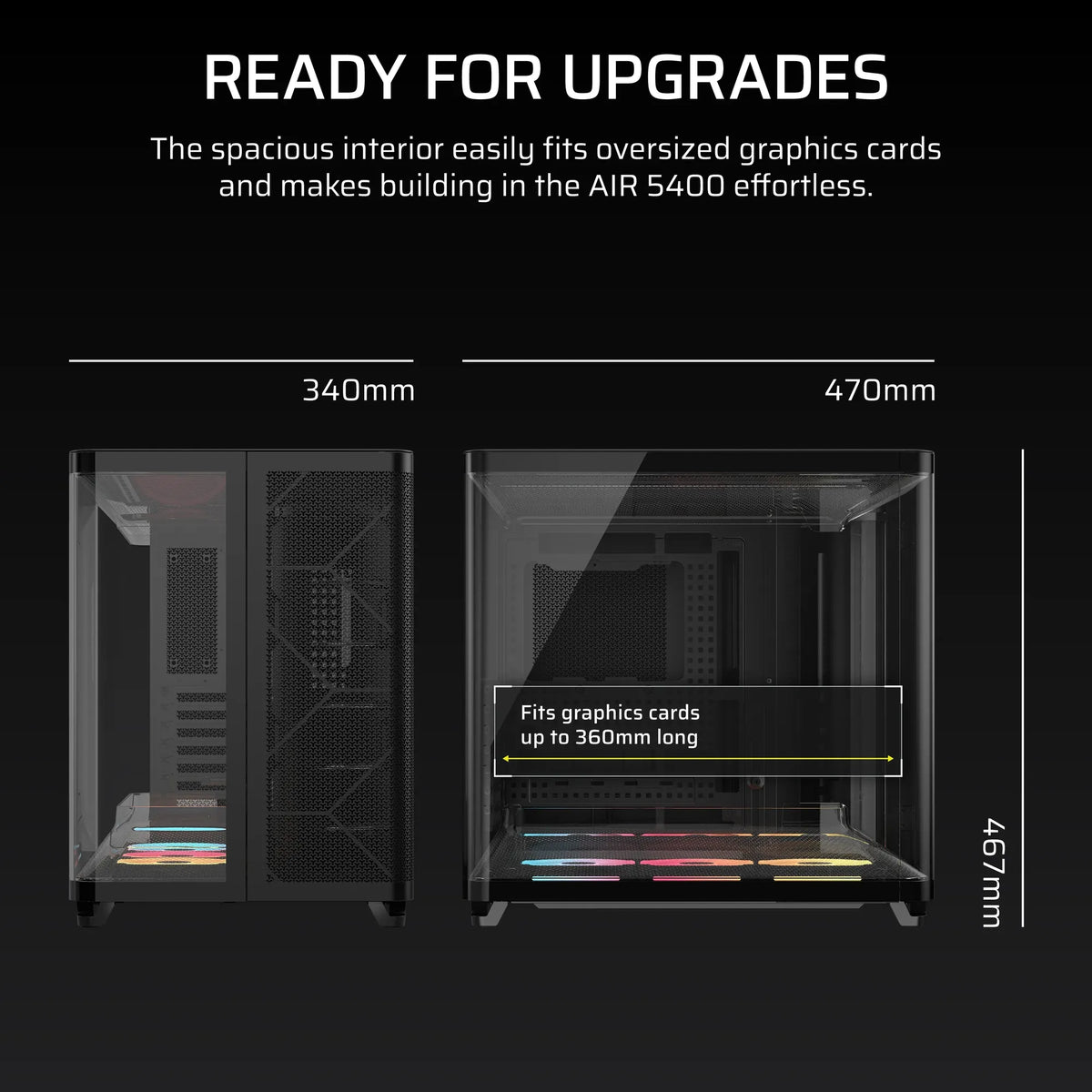 AIR 5400 LX-R RGB iCUE LINK Triple Chamber Mid-Tower PC Case ;3x Fans included;2x 2.5'' ; 1x 3.5'';  Black - image 19