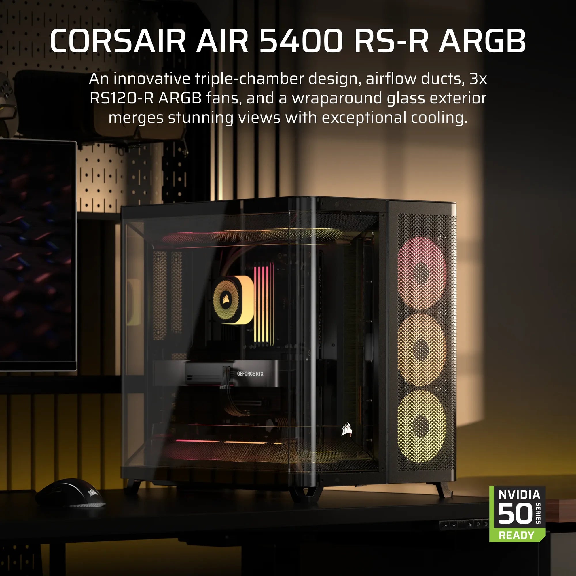 AIR 5400 RS-R ARGB Triple Chamber Mid-Tower PC Case ; 3x Fans Included; 2x 2.5'' ; 1x 3.5'' Black - image 19