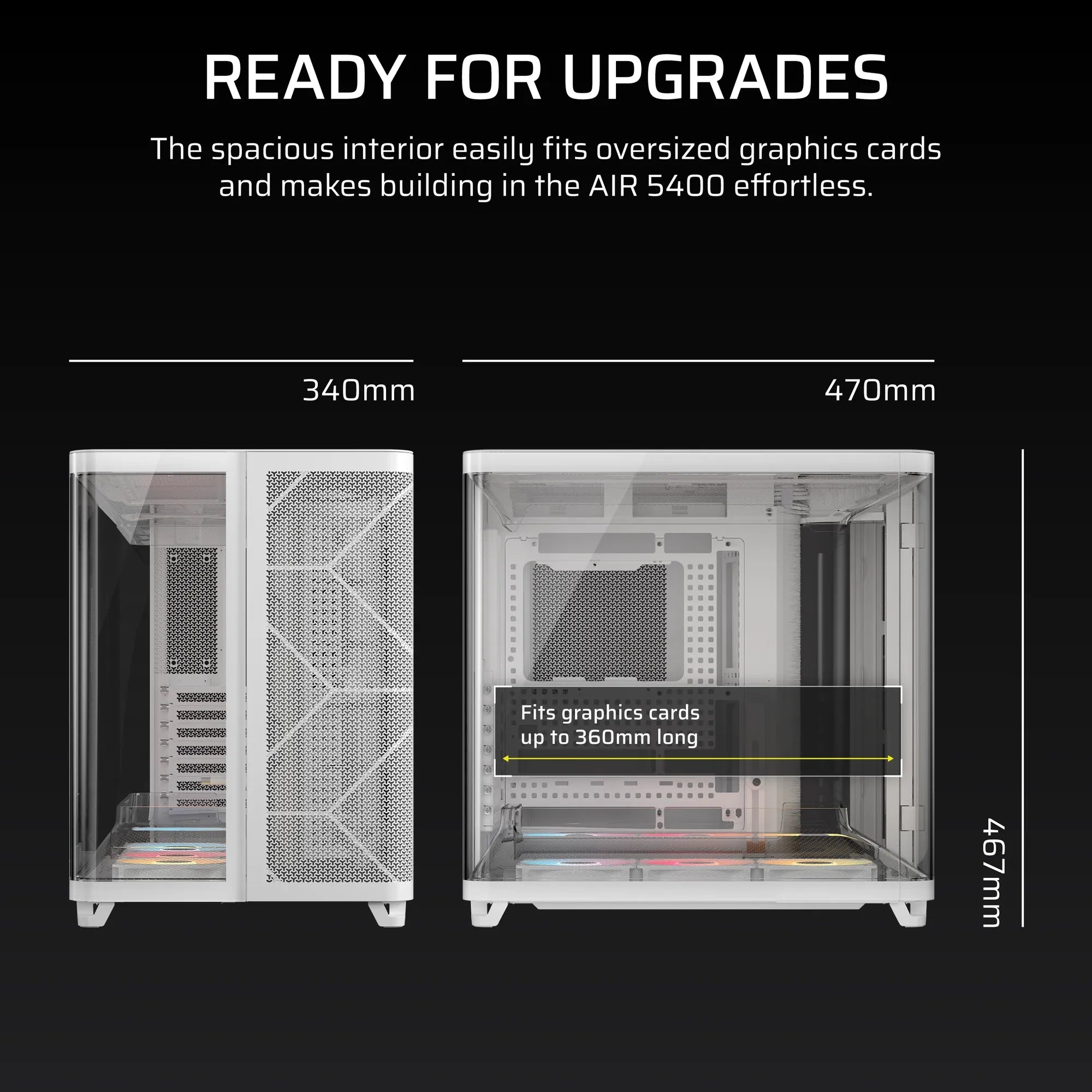AIR 5400 RS-R ARGB Triple Chamber Mid-Tower PC Case ; 3x Fans Included; 2x 2.5'' ; 1x 3.5''  White - image 19