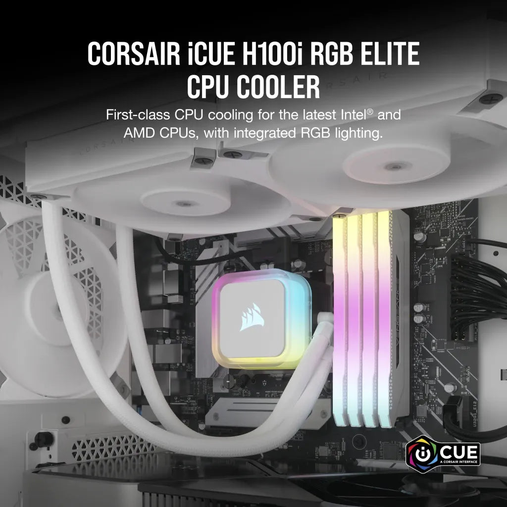 Corsair iCUE H100i ELITE RGB 240mm Liquid CPU Cooler - White AMD: AM5; AM4; sTRX4; sTR5 | Intel LGA: 1700/1851; 1200; 115X; 2066 - image 15