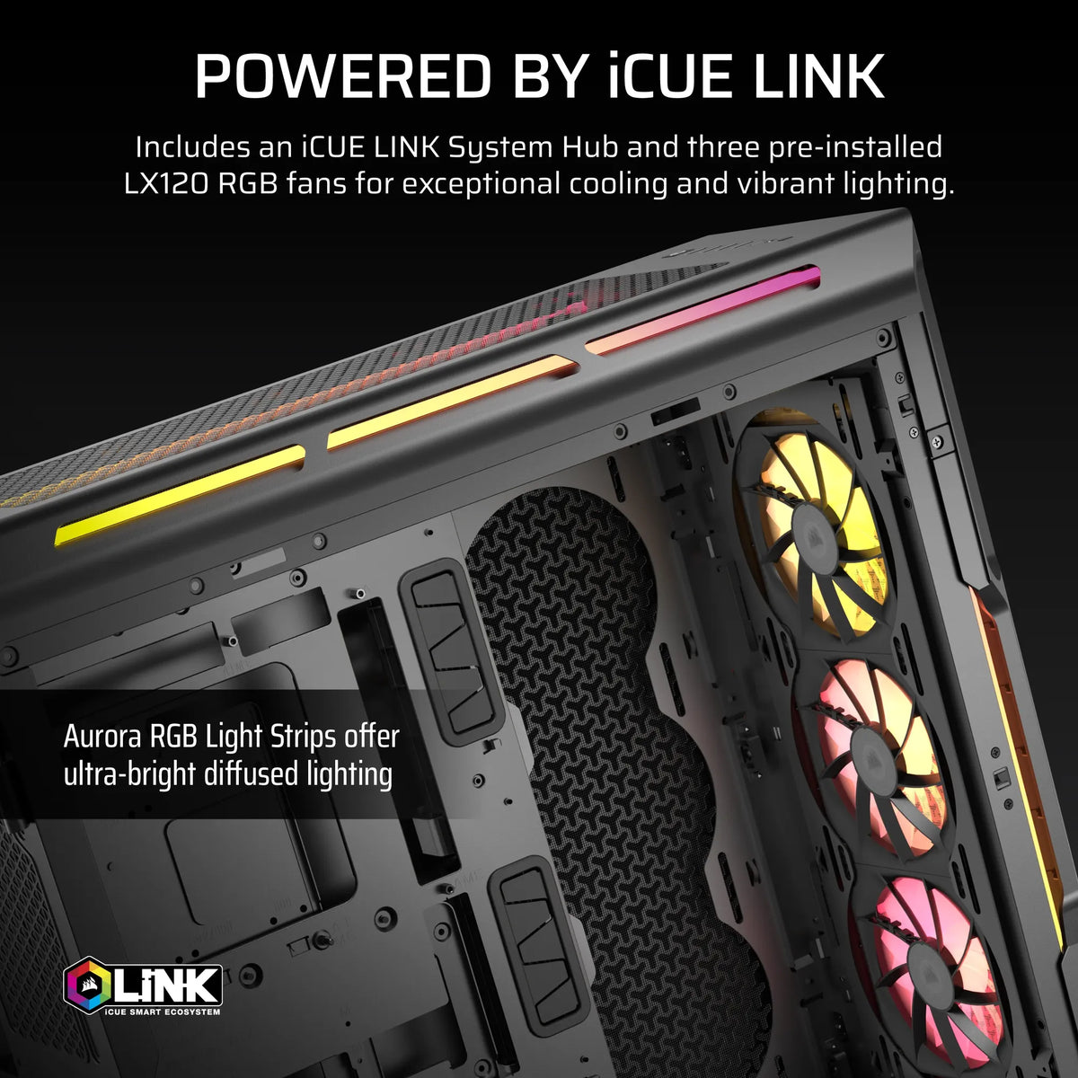 Corsair iCUE LINK 5000T LX RGB Mid-Tower PC Case; Black - image 10