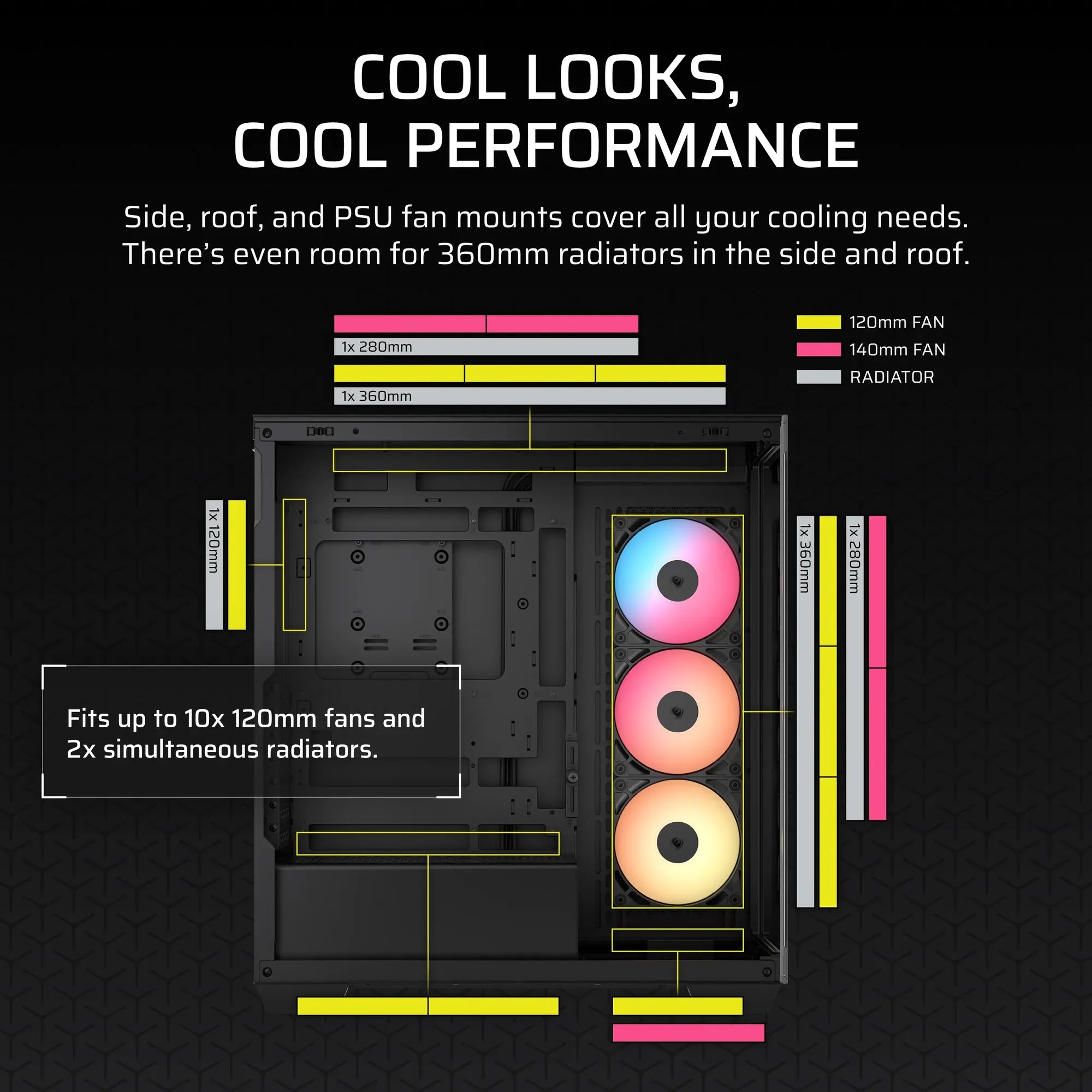 3500X RS-R ARGB Tempered Glass Mid-Tower PC Case; Black - image 18