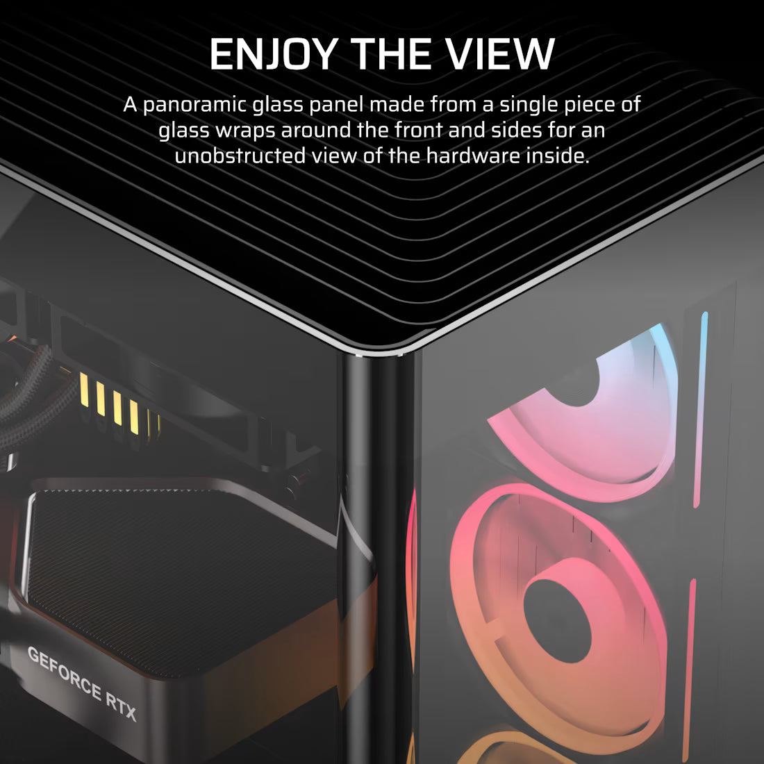 FRAME 4500X LX-R RGB LINK Panoramic Glass Mid-Tower PC Case; 3x RGB Fans Inclided; 4x 2.5'' ; 2x 3.5''; Black - image 5