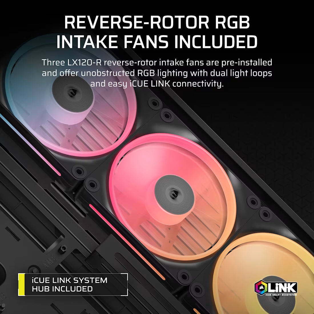 FRAME 4500X LX-R RGB LINK Panoramic Glass Mid-Tower PC Case; 3x RGB Fans Inclided; 4x 2.5'' ; 2x 3.5''; Black - image 7