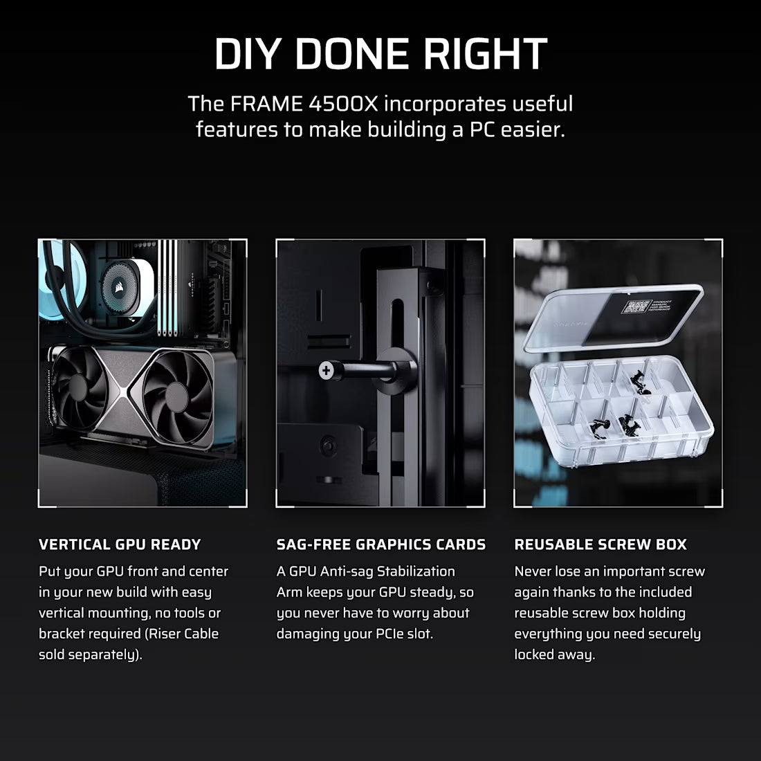 FRAME 4500X LX-R RGB LINK Panoramic Glass Mid-Tower PC Case; 3x RGB Fans Inclided; 4x 2.5'' ; 2x 3.5''; Black - image 13
