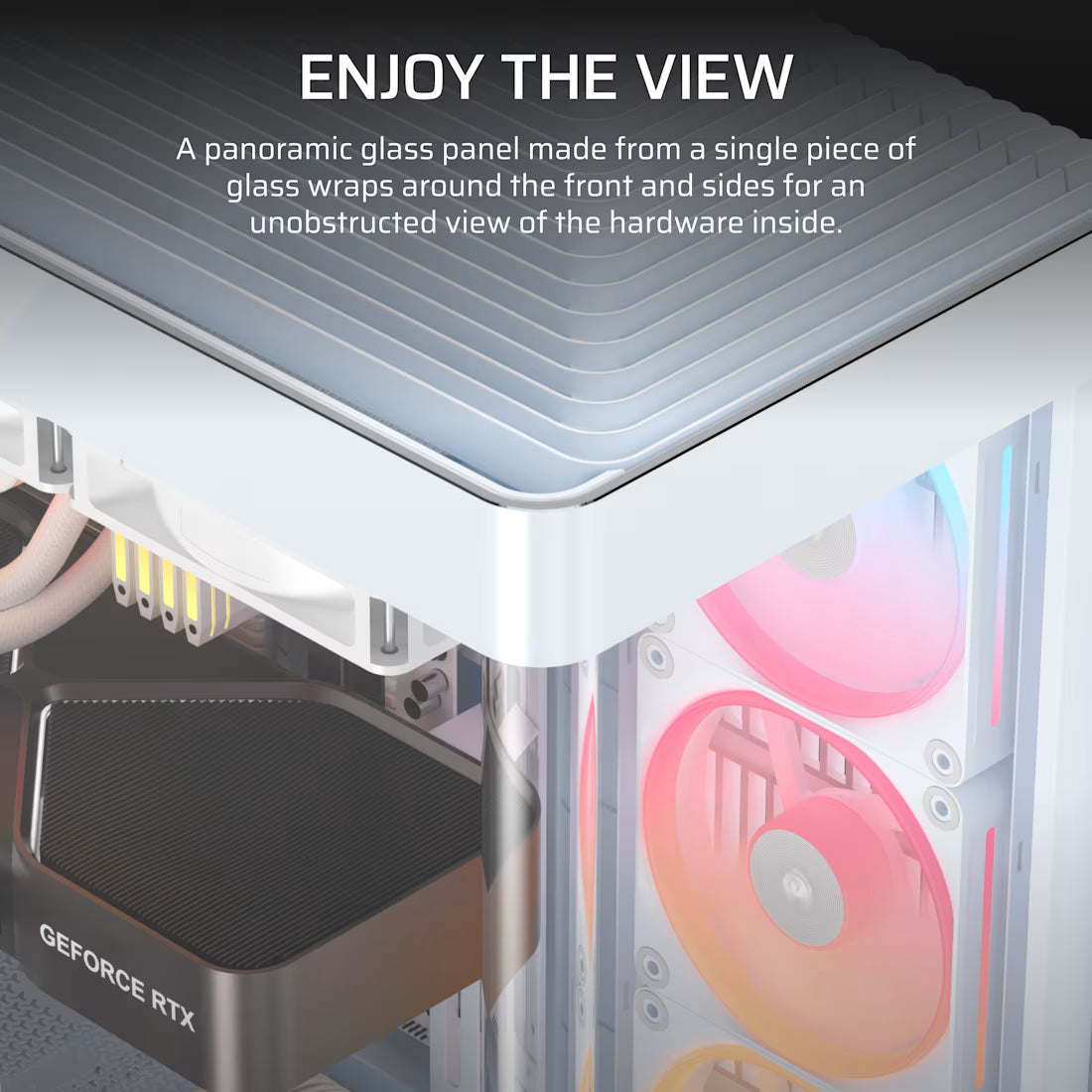 FRAME 4500X LX-R RGB LINK Panoramic Glass Mid-Tower PC Case; 3x RGB Fans Inclided; 4x 2.5'' ; 2x 3.5''; White - image 4