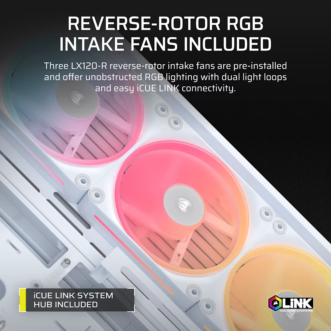 FRAME 4500X LX-R RGB LINK Panoramic Glass Mid-Tower PC Case; 3x RGB Fans Inclided; 4x 2.5'' ; 2x 3.5''; White - image 6