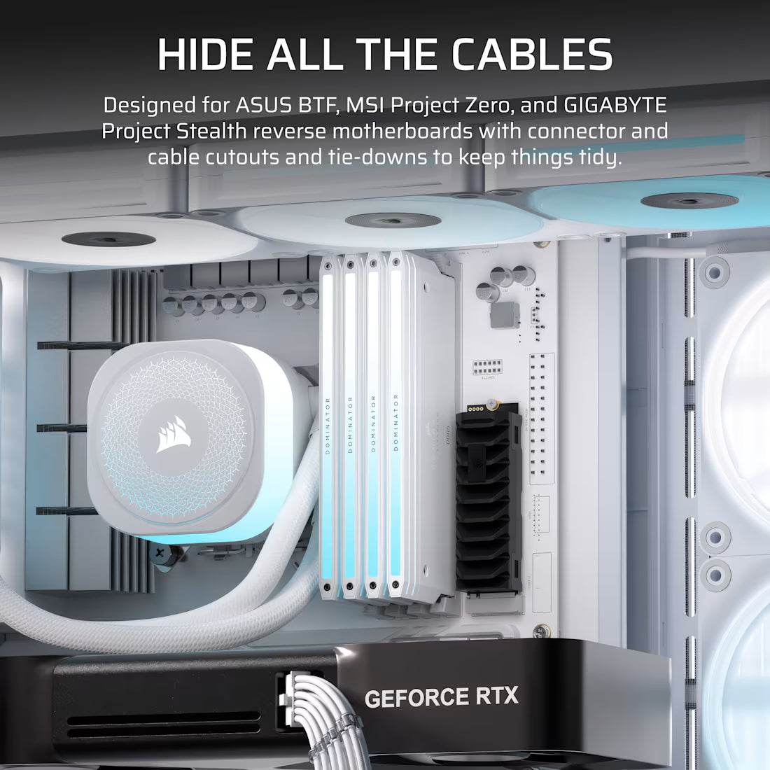 FRAME 4500X LX-R RGB LINK Panoramic Glass Mid-Tower PC Case; 3x RGB Fans Inclided; 4x 2.5'' ; 2x 3.5''; White - image 9