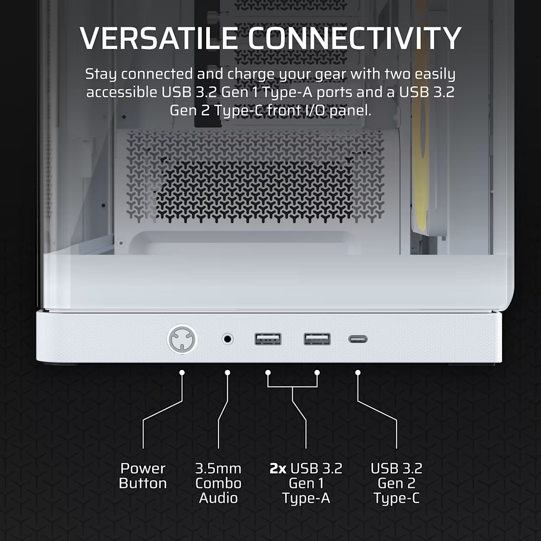 FRAME 4500X LX-R RGB LINK Panoramic Glass Mid-Tower PC Case; 3x RGB Fans Inclided; 4x 2.5'' ; 2x 3.5''; White - image 10