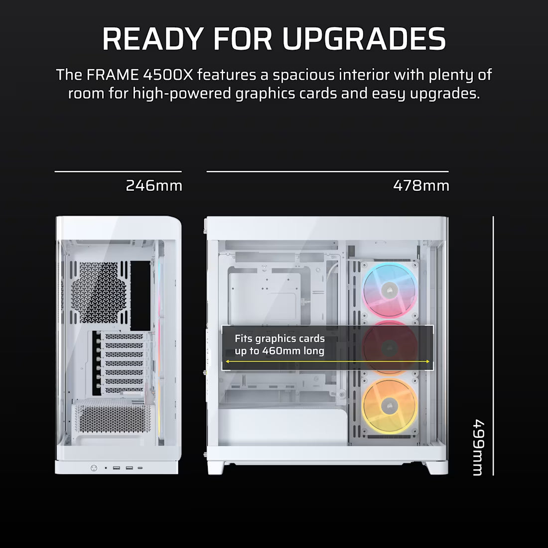 FRAME 4500X LX-R RGB LINK Panoramic Glass Mid-Tower PC Case; 3x RGB Fans Inclided; 4x 2.5'' ; 2x 3.5''; White - image 11