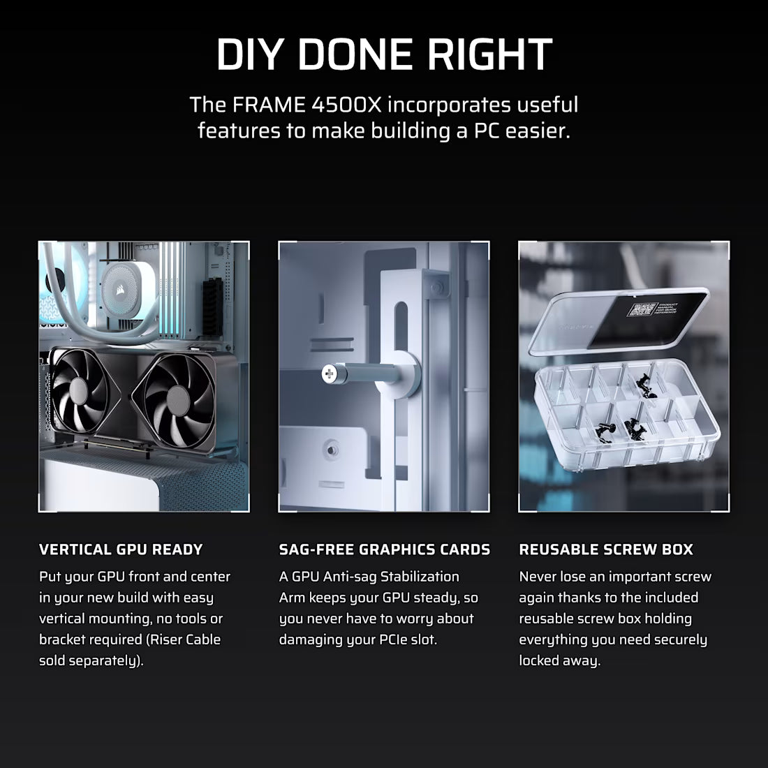 FRAME 4500X LX-R RGB LINK Panoramic Glass Mid-Tower PC Case; 3x RGB Fans Inclided; 4x 2.5'' ; 2x 3.5''; White - image 12