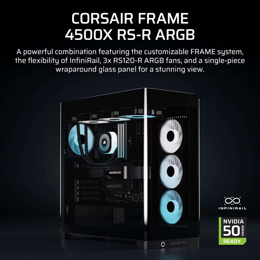 FRAME 4500X RS-R ARGB Panoramic Glass Mid-Tower PC Case;includes 3x RS120-R ARGB Fans ; 4x 2.5'' ; 2x 3.5''  Black - image 4