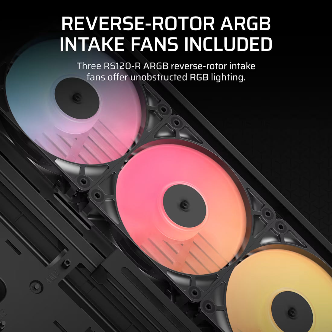 FRAME 4500X RS-R ARGB Panoramic Glass Mid-Tower PC Case;includes 3x RS120-R ARGB Fans ; 4x 2.5'' ; 2x 3.5''  Black - image 7