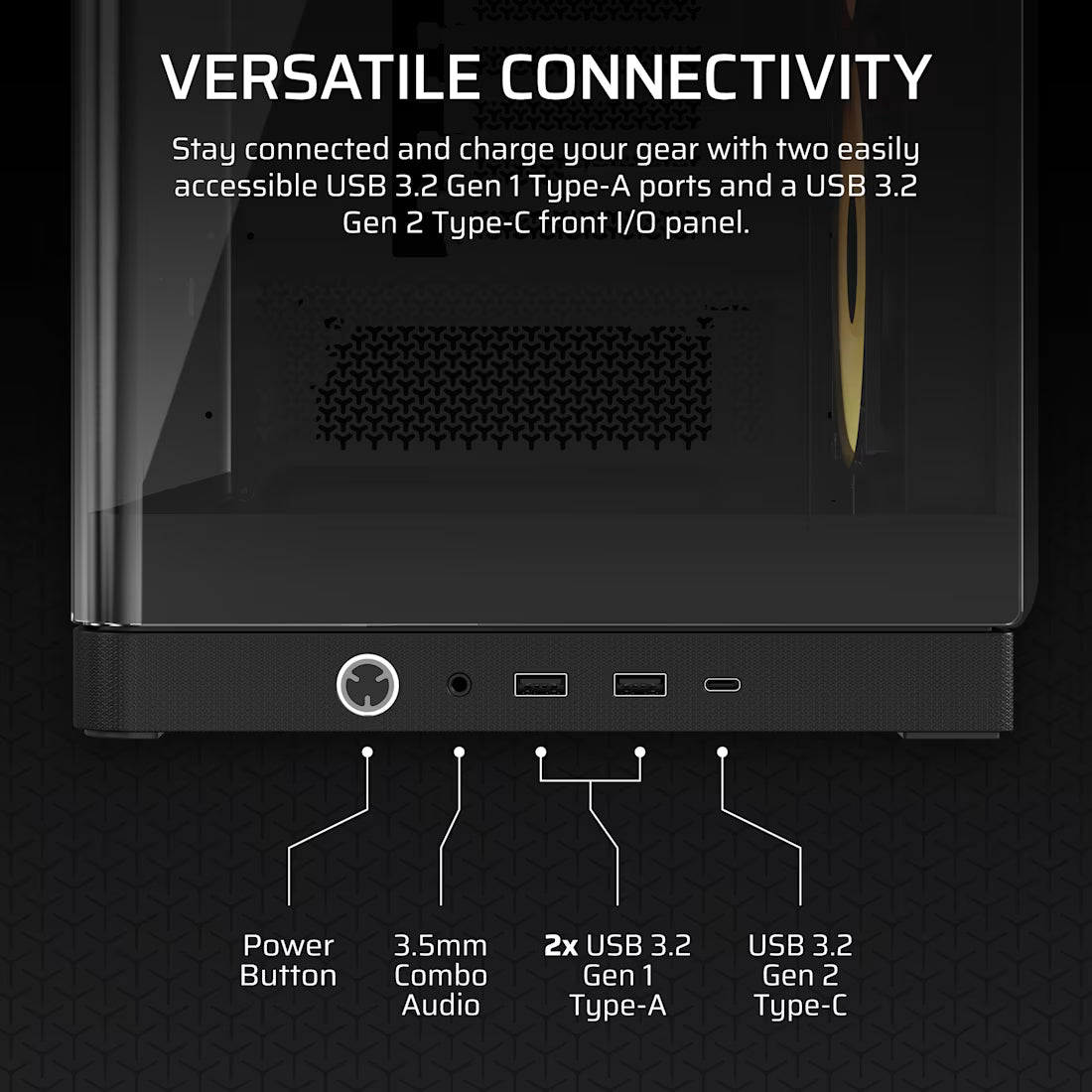 FRAME 4500X RS-R ARGB Panoramic Glass Mid-Tower PC Case;includes 3x RS120-R ARGB Fans ; 4x 2.5'' ; 2x 3.5''  Black - image 11