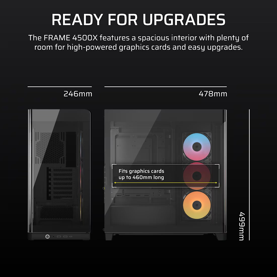 FRAME 4500X RS-R ARGB Panoramic Glass Mid-Tower PC Case;includes 3x RS120-R ARGB Fans ; 4x 2.5'' ; 2x 3.5''  Black - image 12