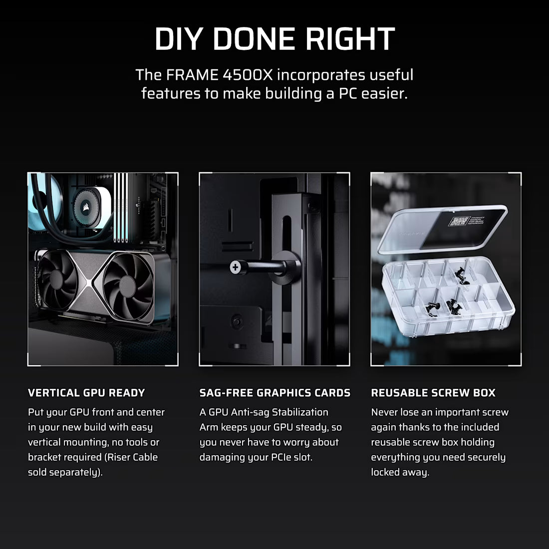FRAME 4500X RS-R ARGB Panoramic Glass Mid-Tower PC Case;includes 3x RS120-R ARGB Fans ; 4x 2.5'' ; 2x 3.5''  Black - image 13