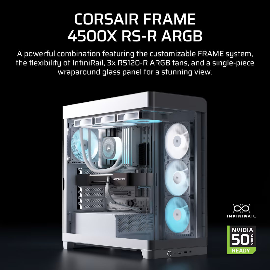 FRAME 4500X RS-R ARGB Panoramic Glass Mid-Tower PC Case;includes 3x RS120-R ARGB Fans ; 4x 2.5'' ; 2x 3.5'' ; White - image 3
