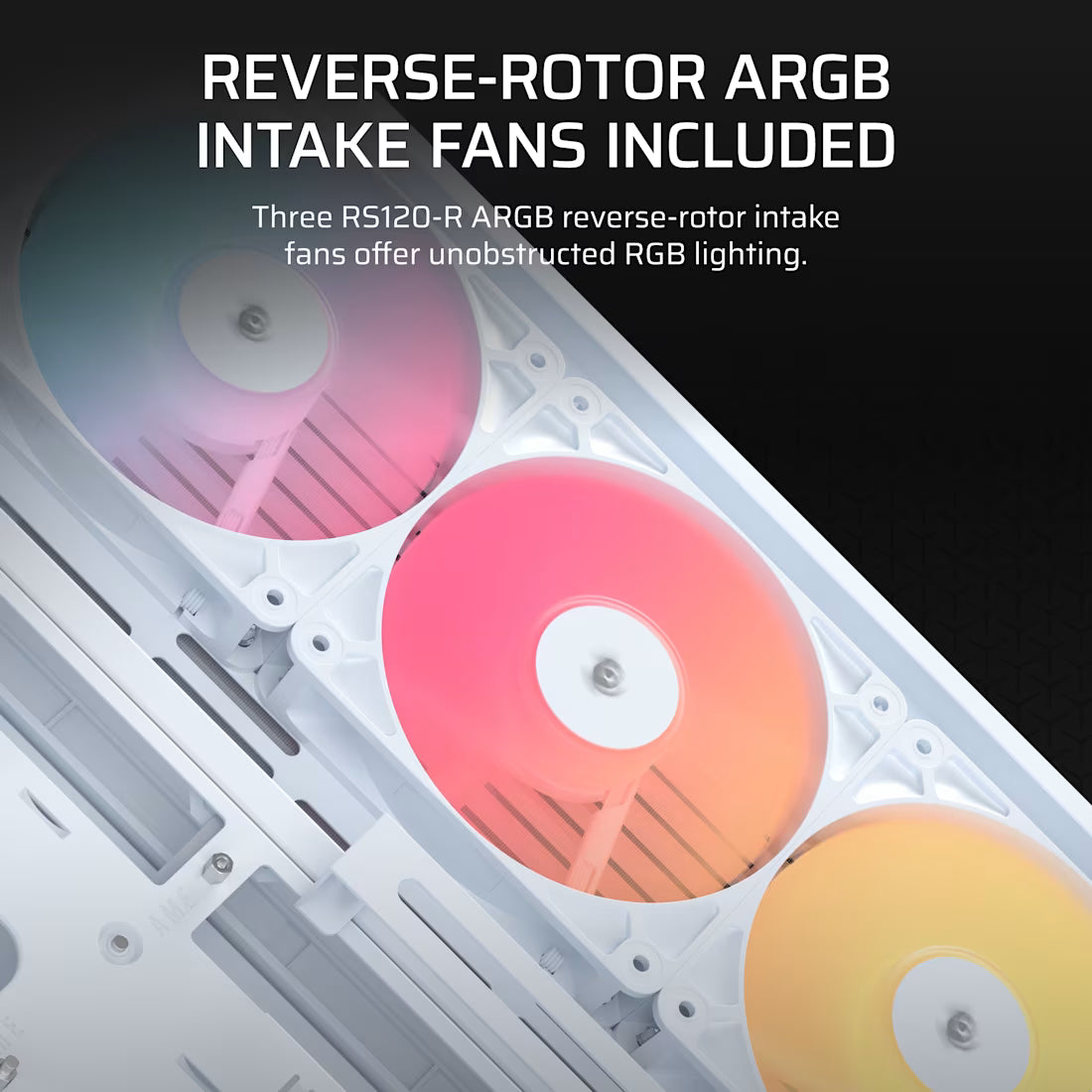 FRAME 4500X RS-R ARGB Panoramic Glass Mid-Tower PC Case;includes 3x RS120-R ARGB Fans ; 4x 2.5'' ; 2x 3.5'' ; White - image 6