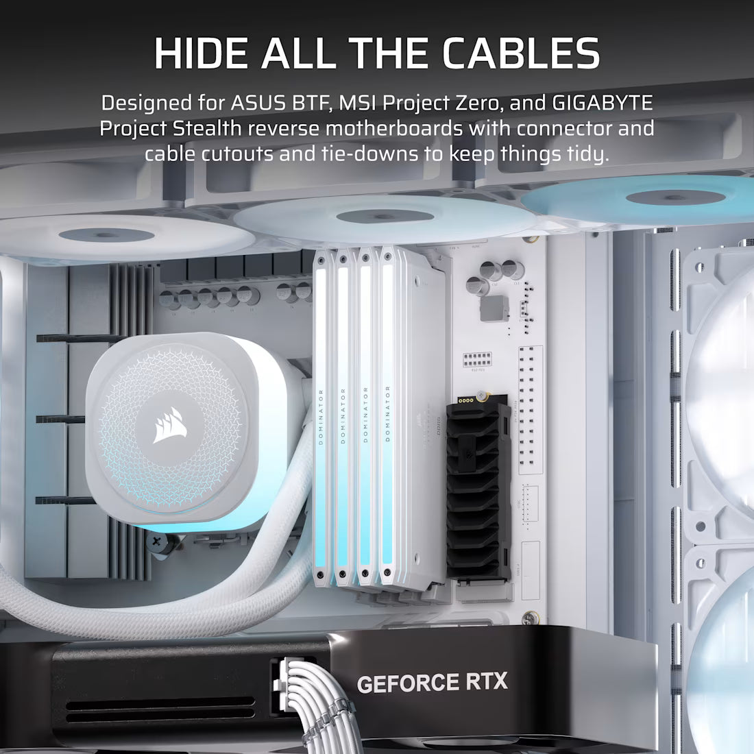 FRAME 4500X RS-R ARGB Panoramic Glass Mid-Tower PC Case;includes 3x RS120-R ARGB Fans ; 4x 2.5'' ; 2x 3.5'' ; White - image 9