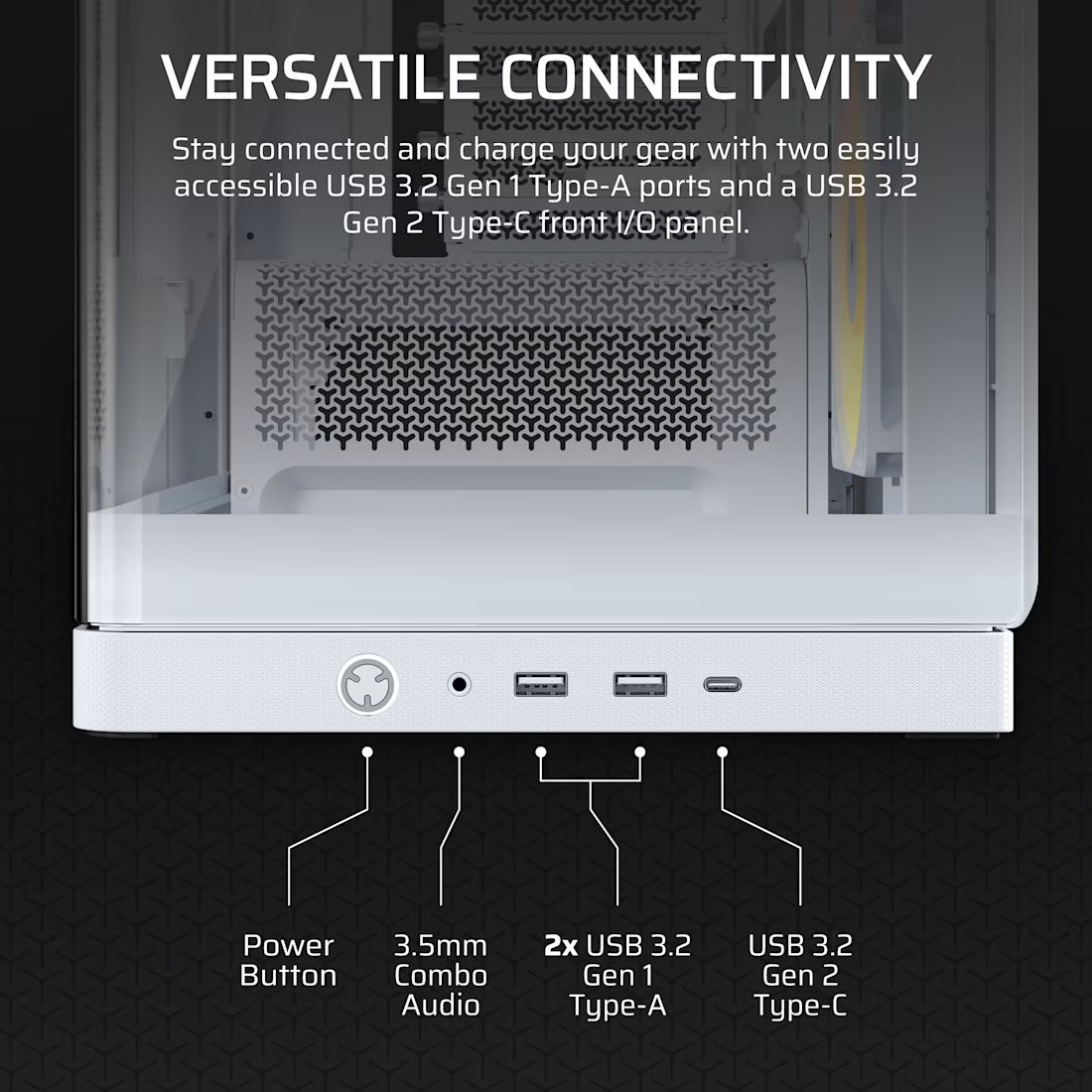FRAME 4500X RS-R ARGB Panoramic Glass Mid-Tower PC Case;includes 3x RS120-R ARGB Fans ; 4x 2.5'' ; 2x 3.5'' ; White - image 10