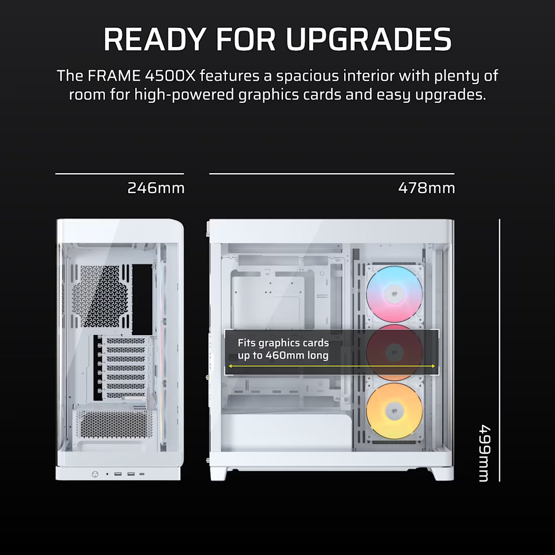 FRAME 4500X RS-R ARGB Panoramic Glass Mid-Tower PC Case;includes 3x RS120-R ARGB Fans ; 4x 2.5'' ; 2x 3.5'' ; White - image 11