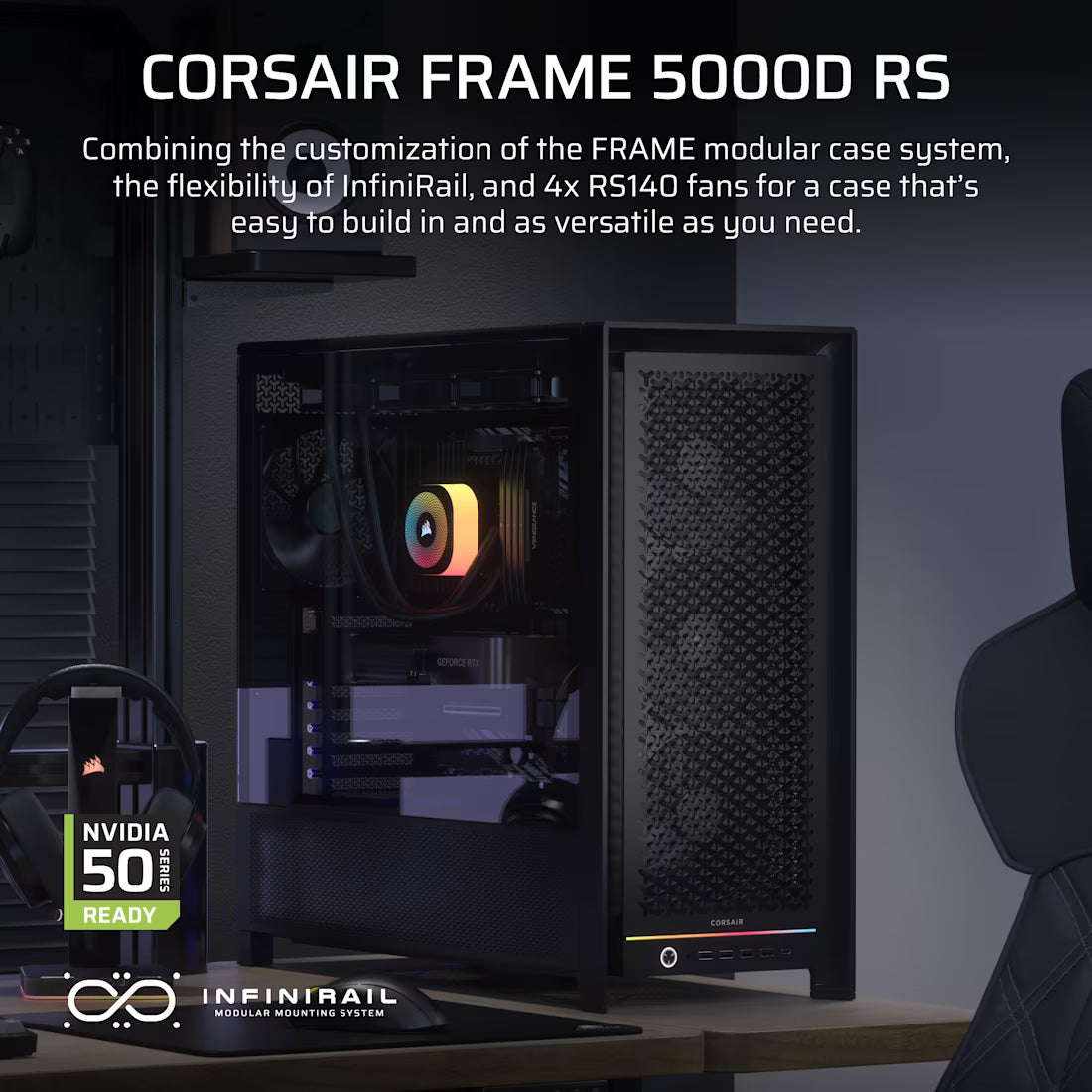 FRAME 5000D RS Mid-Tower PC Case; 4x RS 140 PWM Fans; 2x 2.5'' ; 1x 3.5''; Black. - image 13