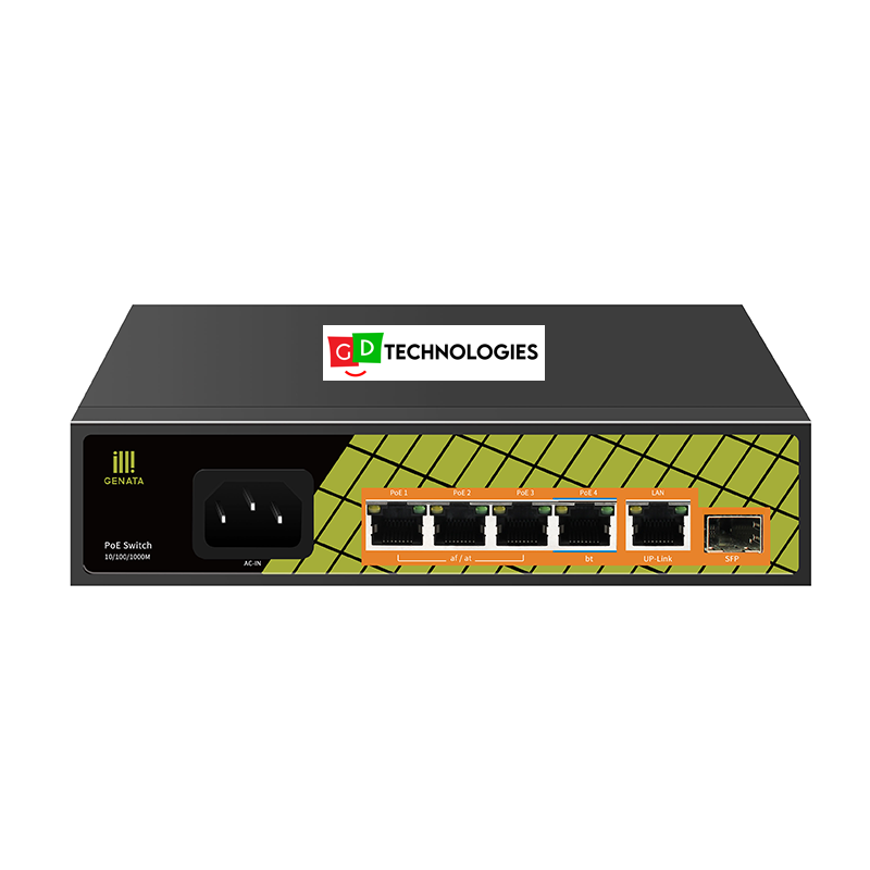 GENATA 4 PORT GIGABIT POE + 1 GB TP + 1 GB SFP UPLINK SWITCH