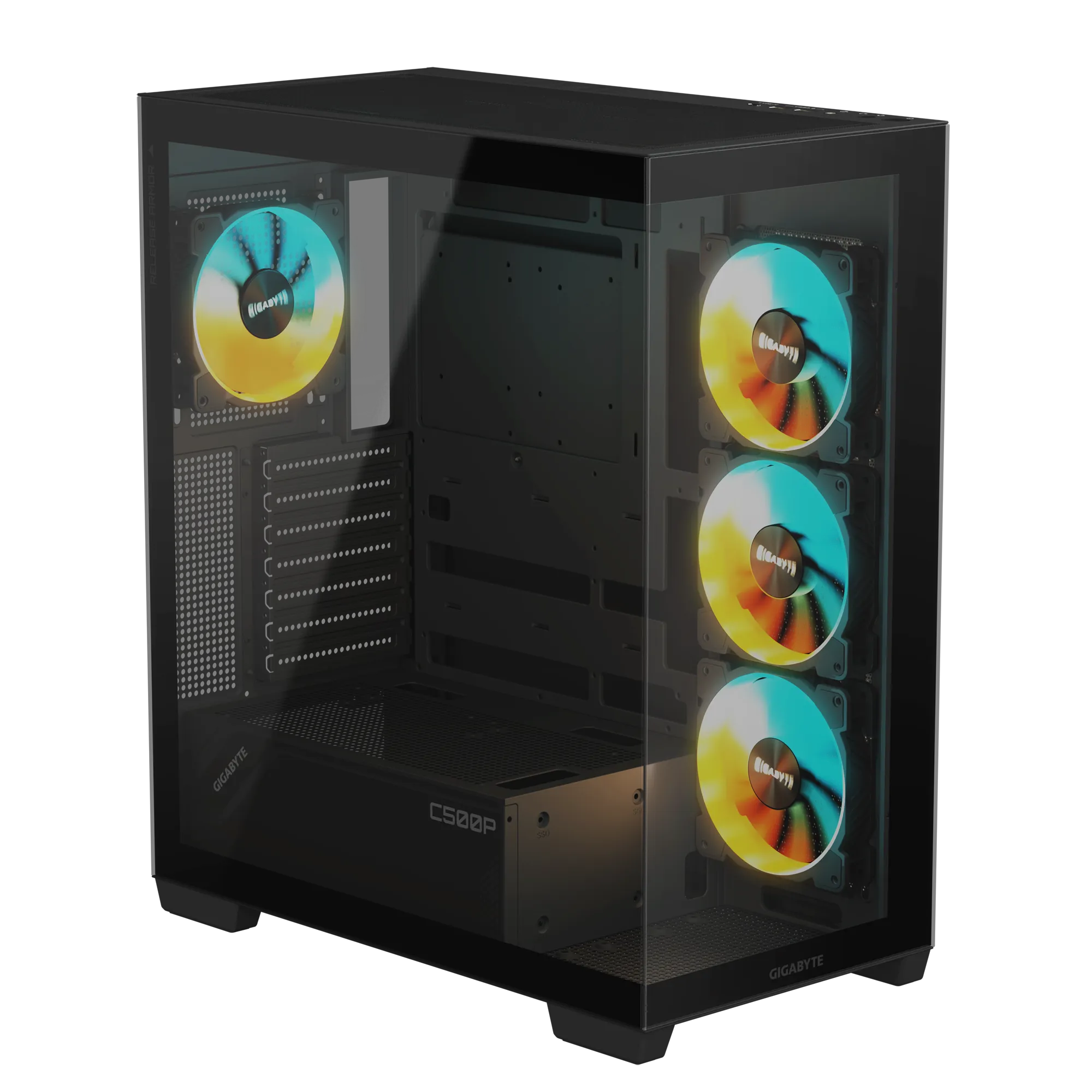 Gigabyte C500 Panoramic Stealth ATX Chassis; 1x 3.5'' | 2x 2.5'' Drive Bays; 360mm Radiator compatible; 4x 120mm ARGB fan incl; - image 5