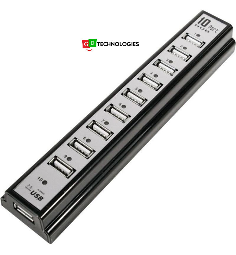 MICROWORLD 10 PORT USB HUB WITH AC ADAPTER