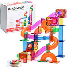 45 Magnetic Tiles and Marble Run Parts