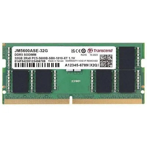 TRANSCEND JET MEMORY 32GB DDR5-5600 Unbuffered NOTEBOOK SO-DIMM 2RX8 CL46  (2Gx8)x16 - image 3