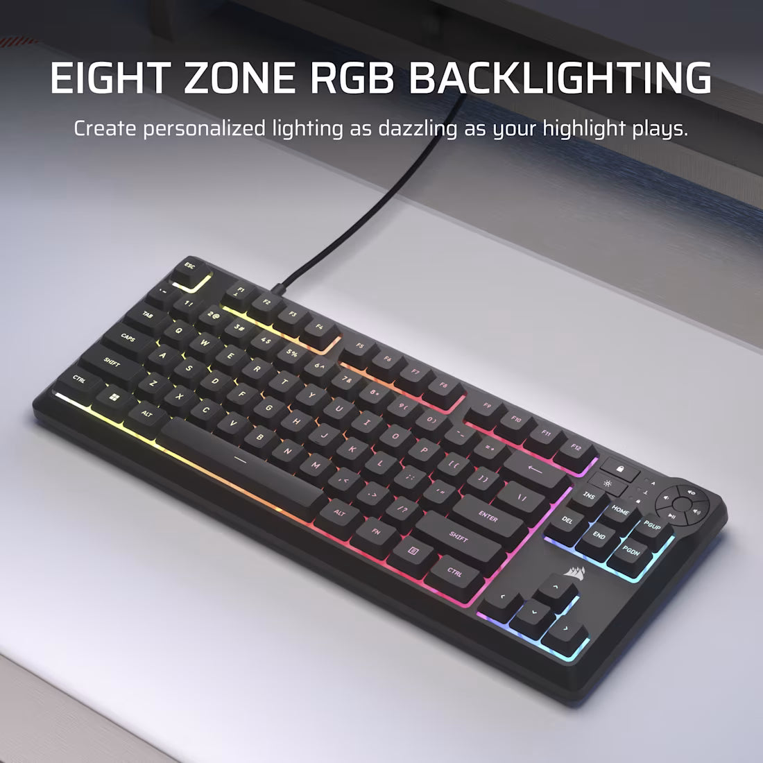CORSAIR K55 CORE TKL RGB Wired Gaming Membrane Keyboard with 8-Zone RGB Backlighting – Black - image 6