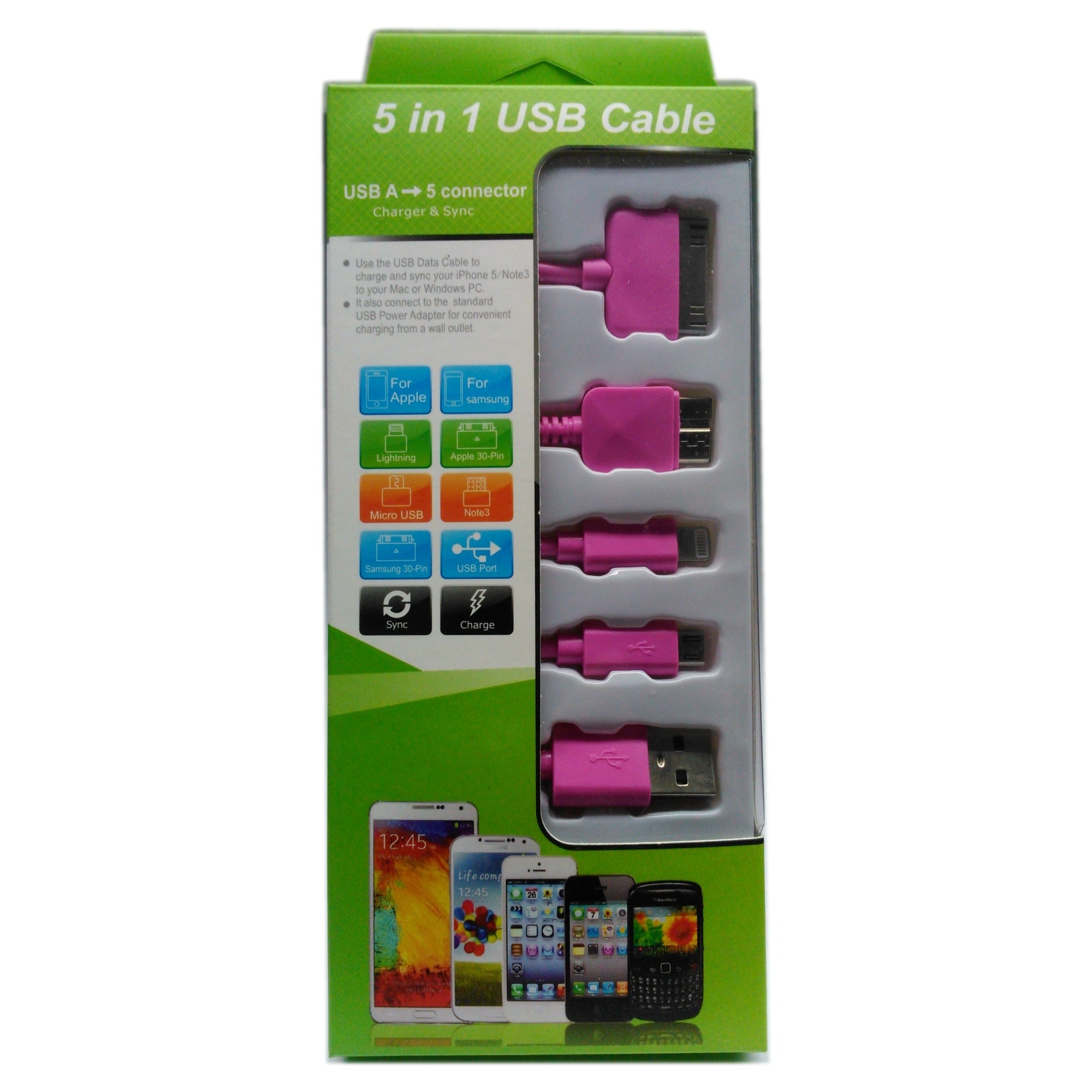 USB CABLE 5 IN 1 PINK - image 2