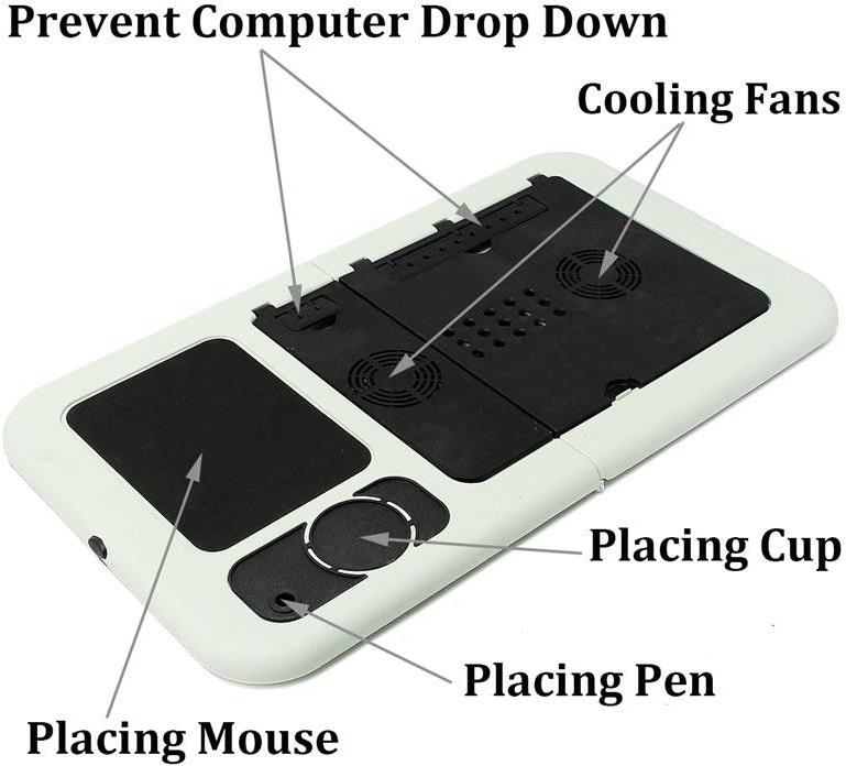 DESK F FOLDING BK&WT + FANS